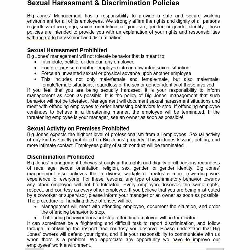 Harassment Discrimination Policy