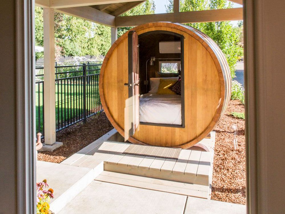 sleep inside a wine barrel