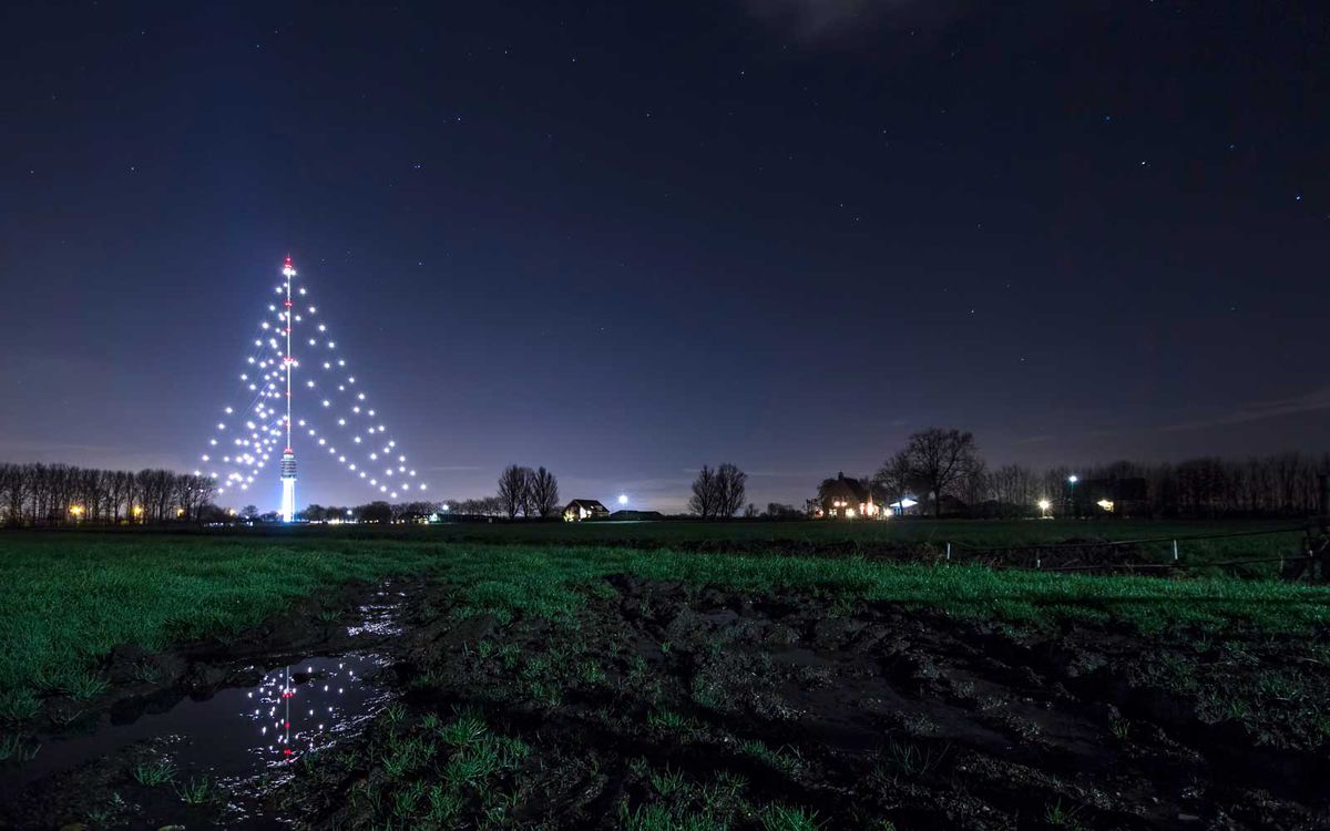 Radio tower Christmas tree in the netherlands