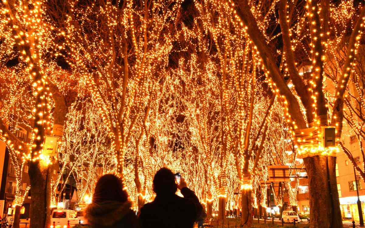 圣诞节illuminations in Sendai, Japan