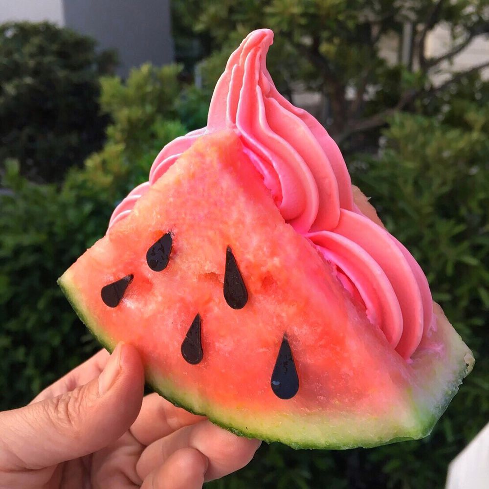 watermelon slices with soft serve