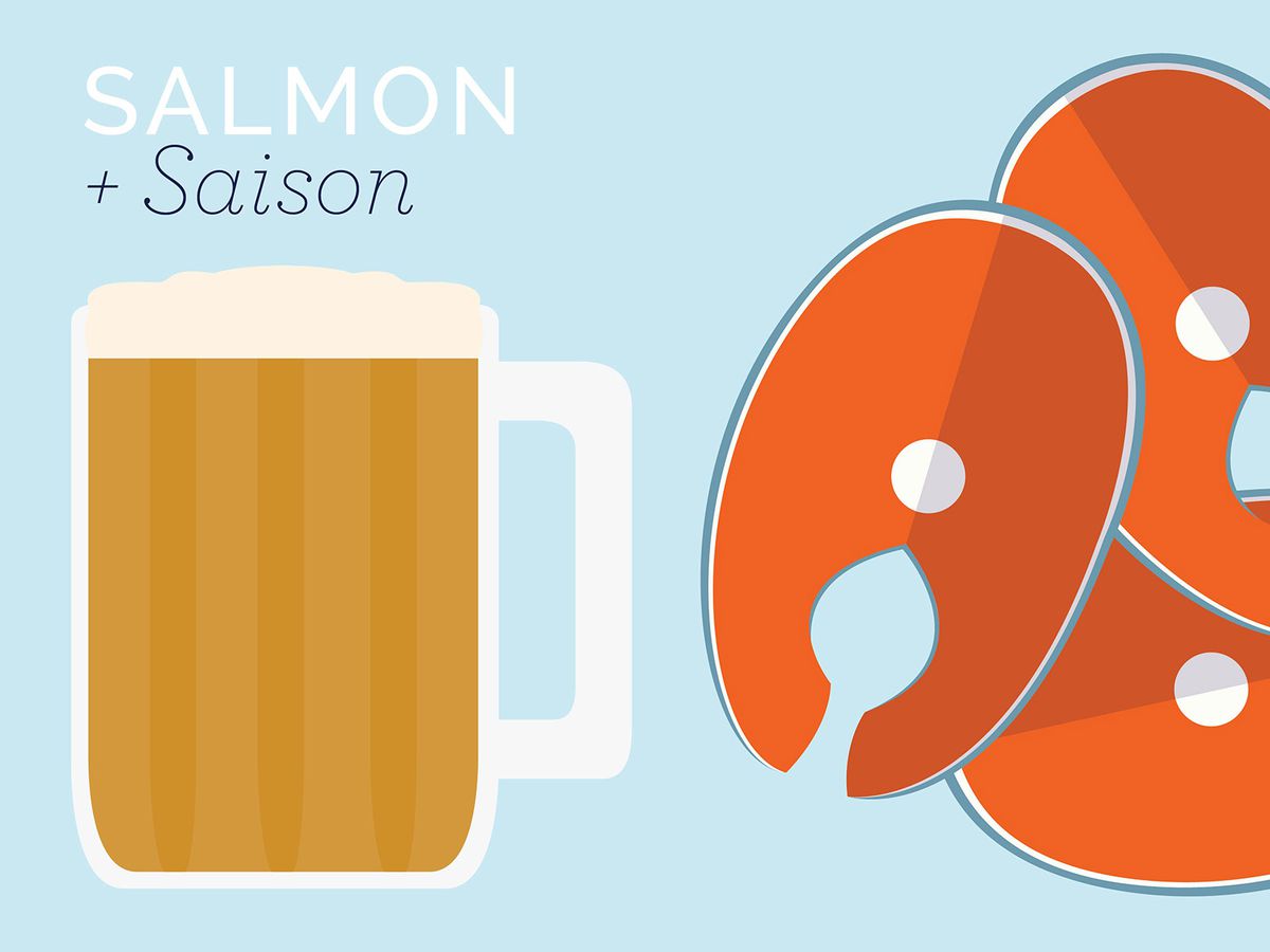 salmon seafood and saison beers