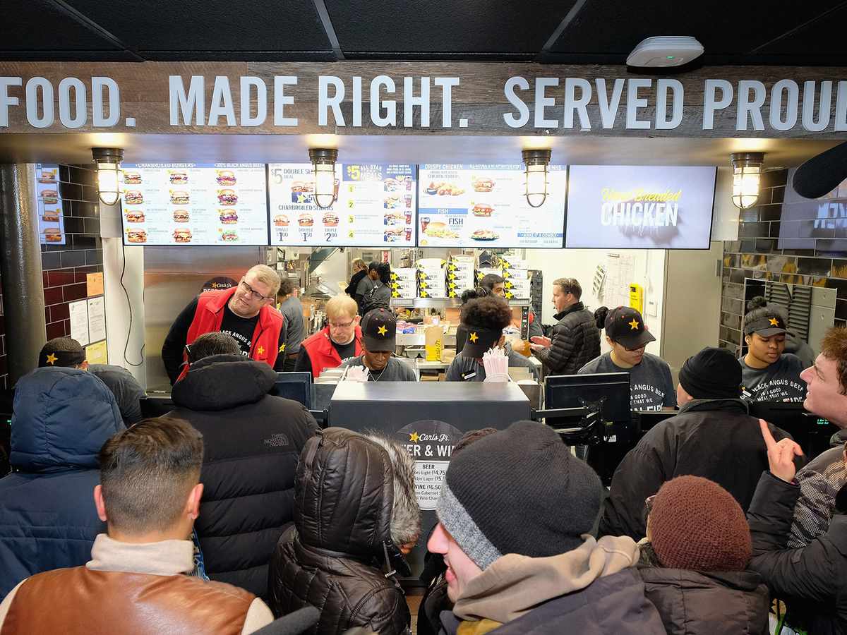 interior of carls jr on opening day