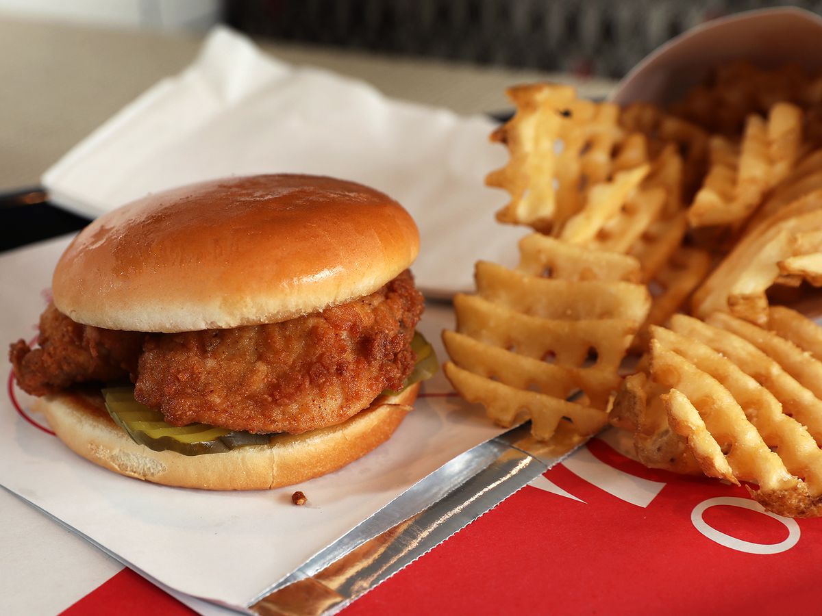 chick fil a fries and chicken sandwich
