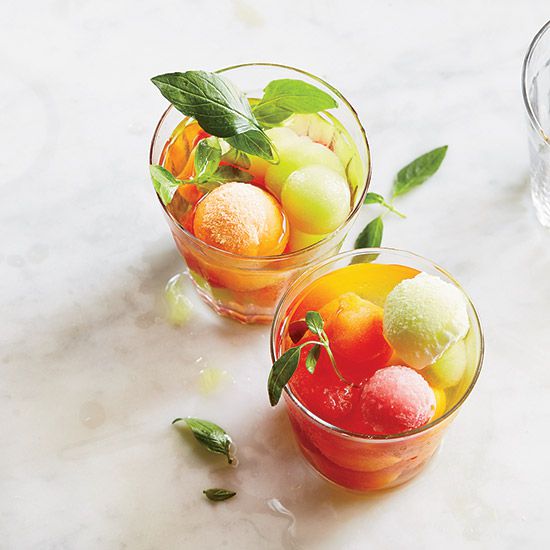 Wine Punch with Melon Ice Cubes