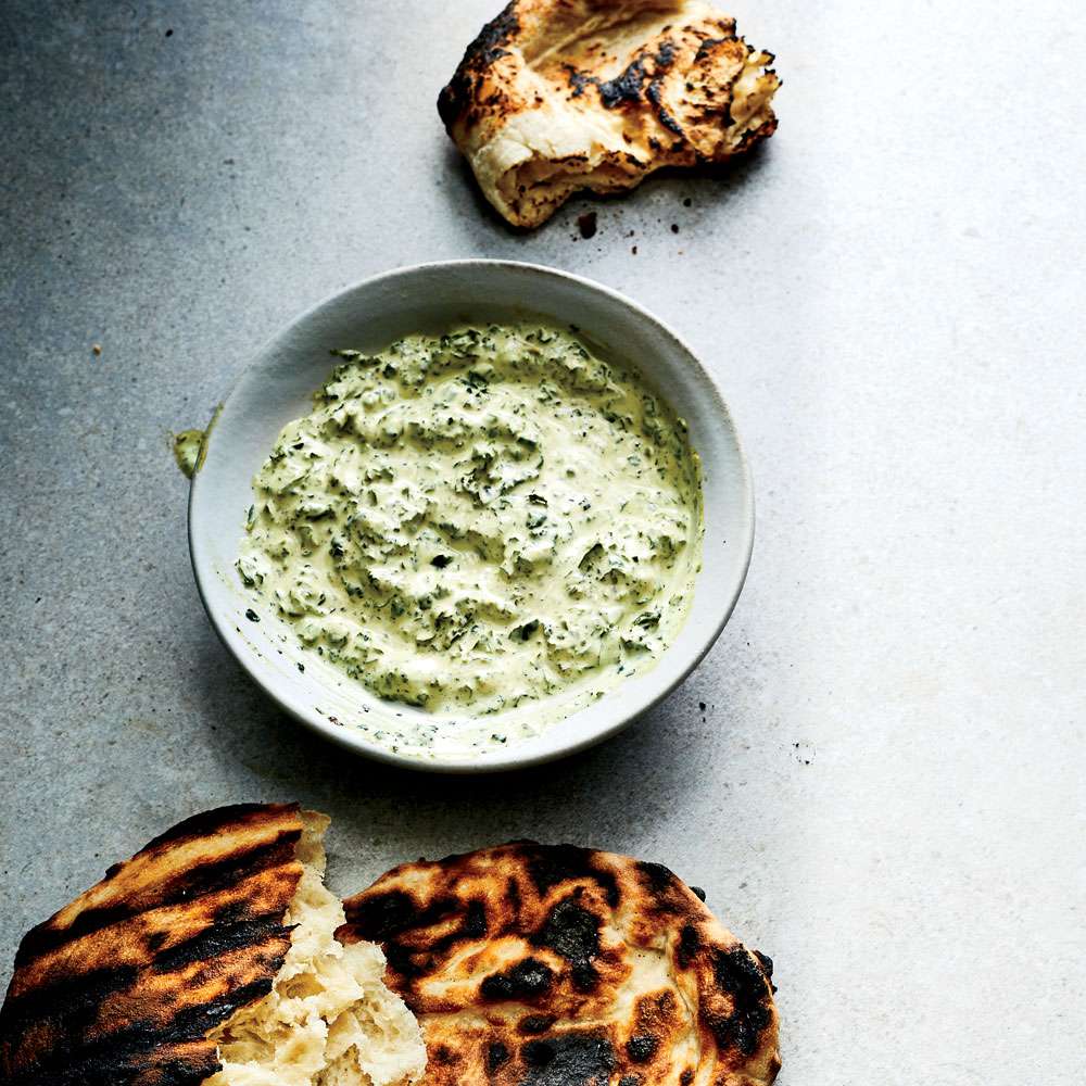 Smoky Ranch Dip with Grilled Kale