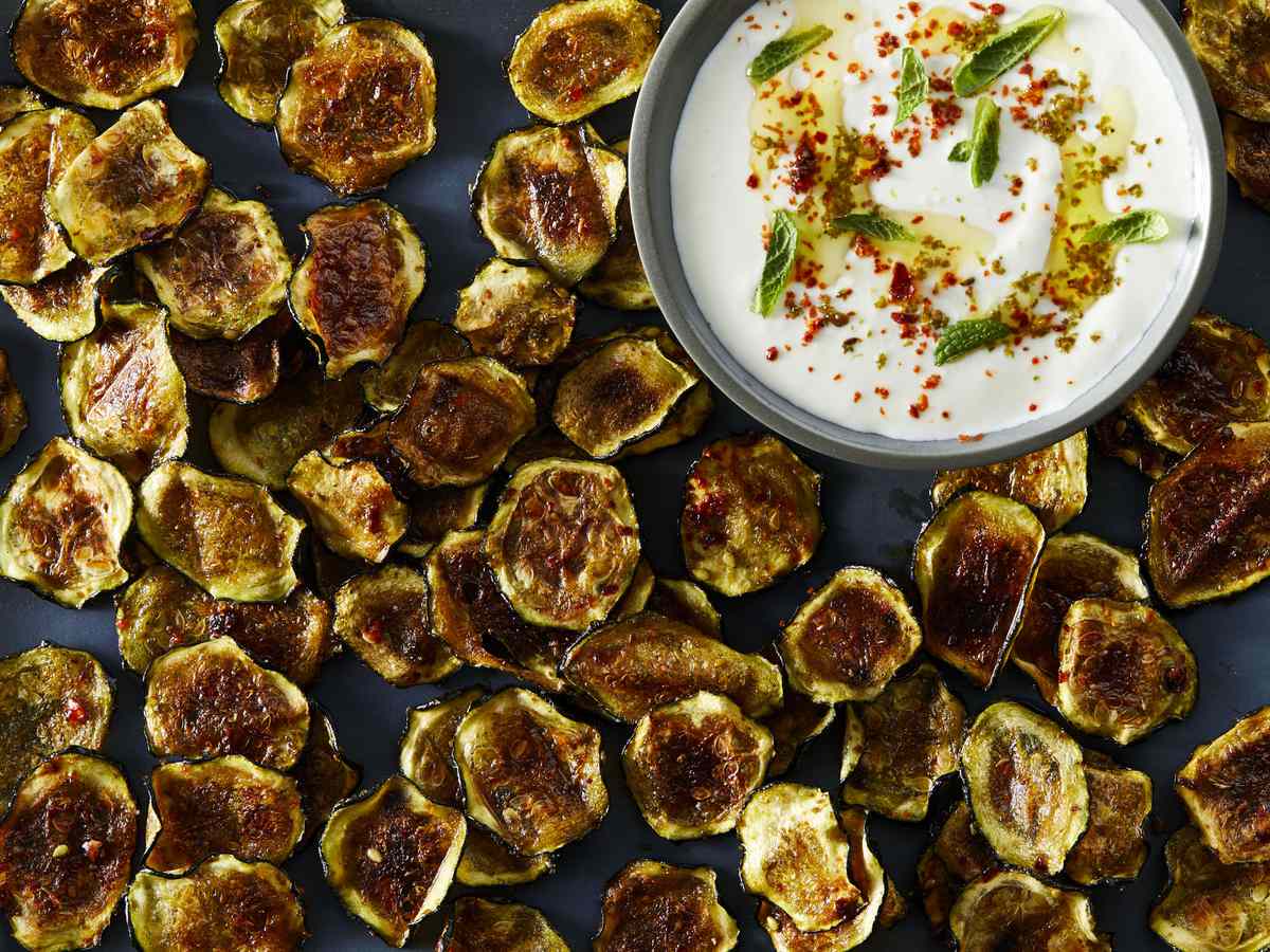 Smoky Baked Zucchini Chips with Whipped Feta