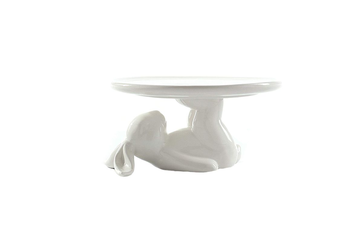 White Bunny Stand and Dish for Easter