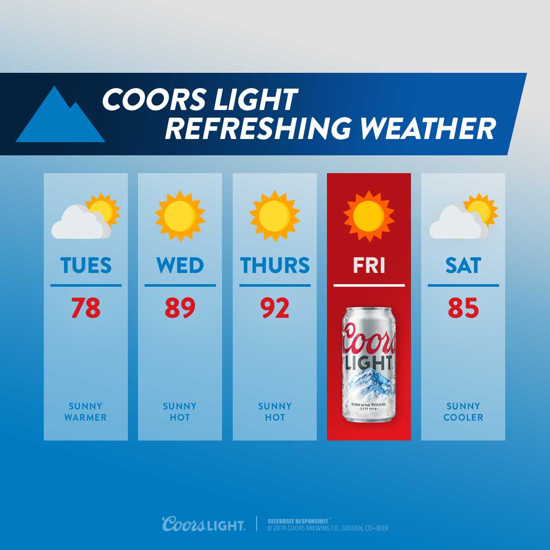 Coors Light refreshing hot weather