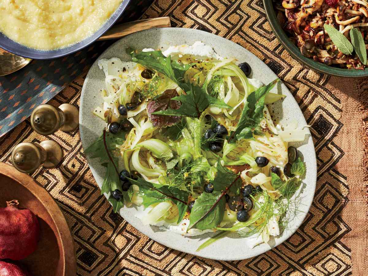 Shaved Celery and Fennel Salad with Pickled Grapes Recipe