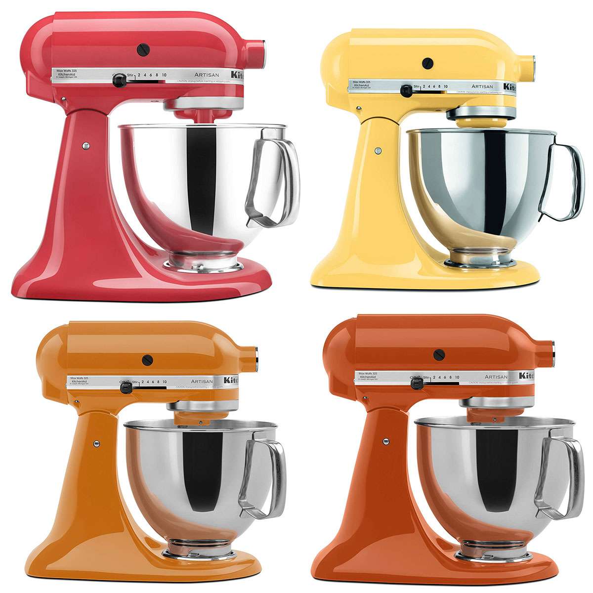 kitchenaid mixers in bright colors