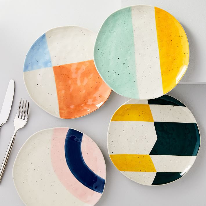 color blocked plates