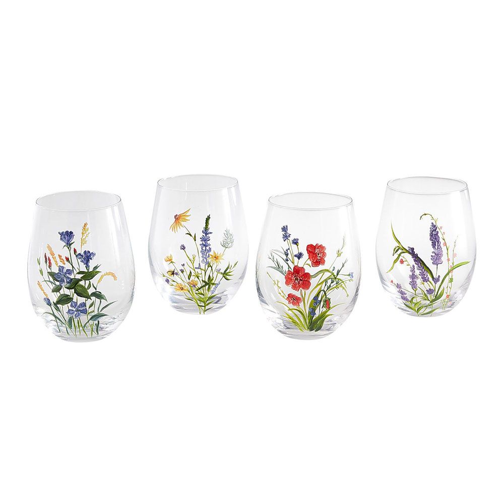 floral wine glasses
