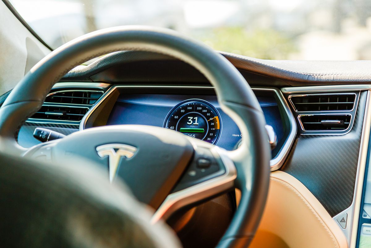 Cockpit of Tesla Model S car