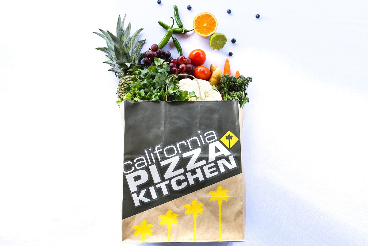 a bag of grocery items from CPK market