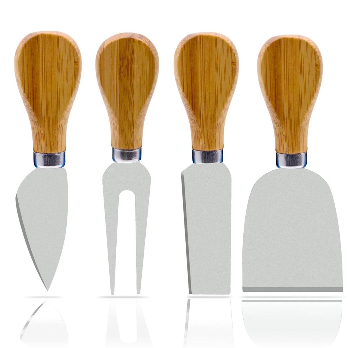 Freehawk 4 Pieces Set Cheese Knives with Bamboo Wood Handle