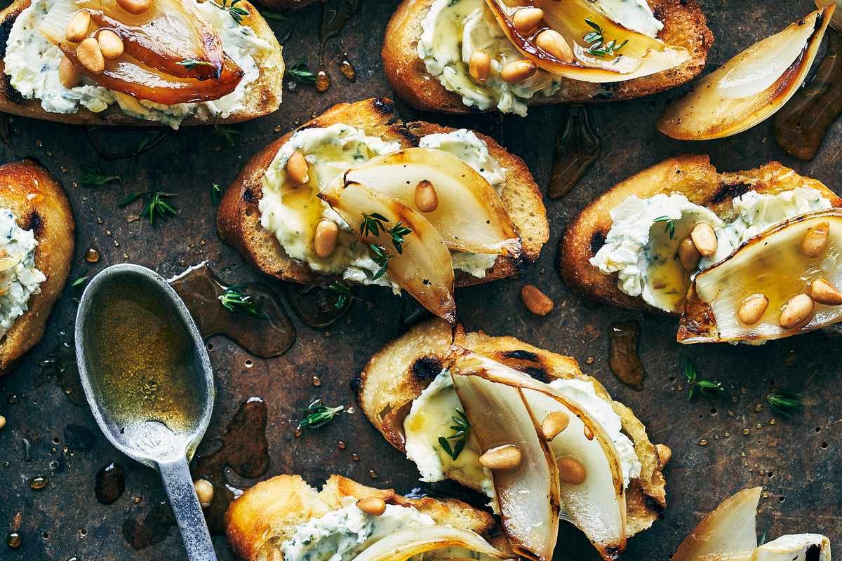 Crostini with Grilled Sweet Onions and Blue Cheese Recipe