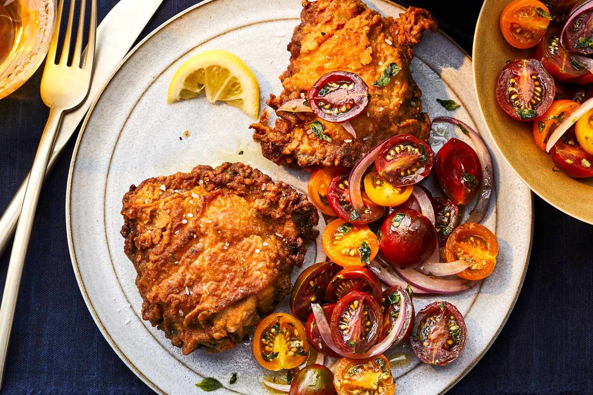Salt and Pepper Chicken Thighs with Herby Tomato Salad