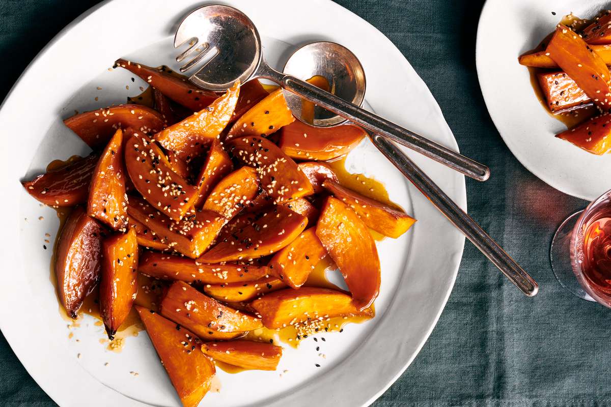 Savory Glazed Sweet Potatoes with Sesame Seeds
