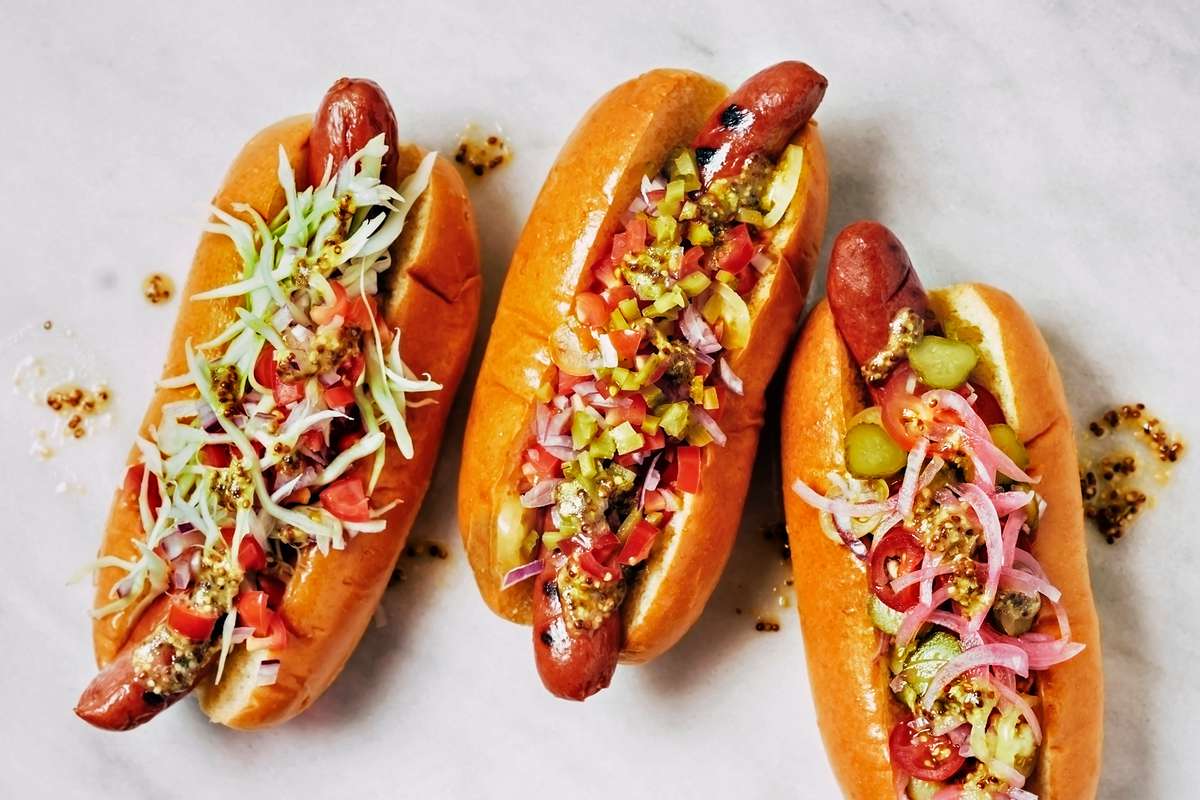 Hot dogs with toppings