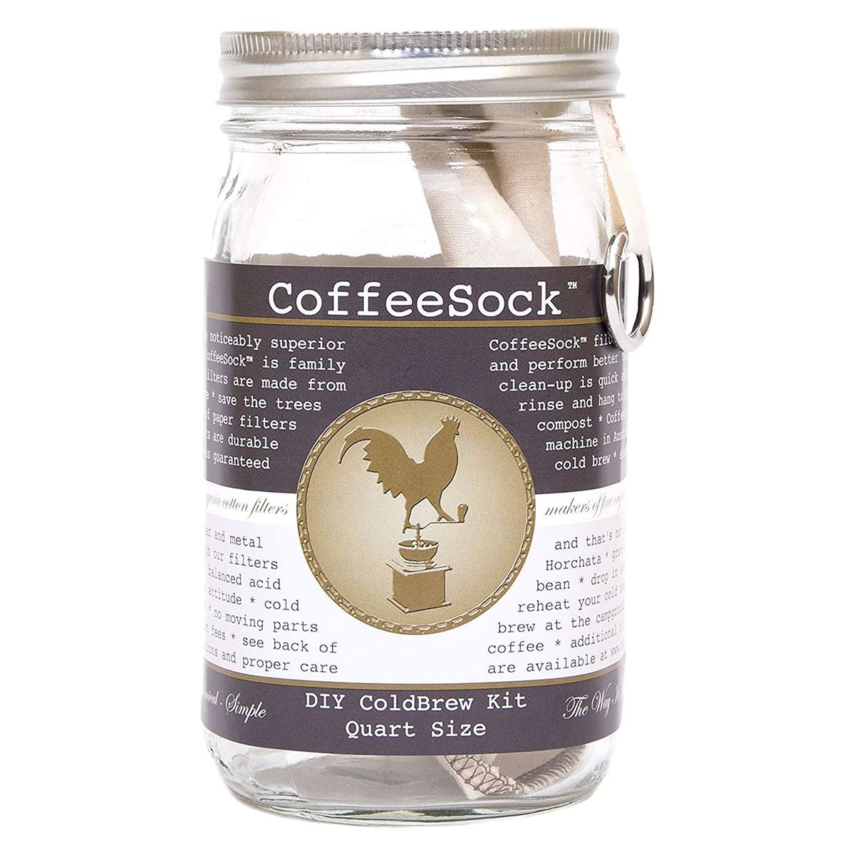 CoffeeSock ColdBrew Kit- Reusable Organic Cotton Filter and Jar