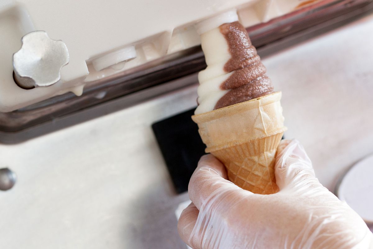 Ice cream coming out of machine