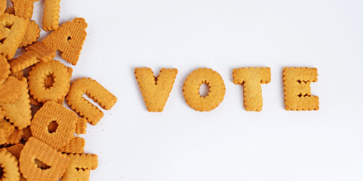 VOTE spelled in cookies