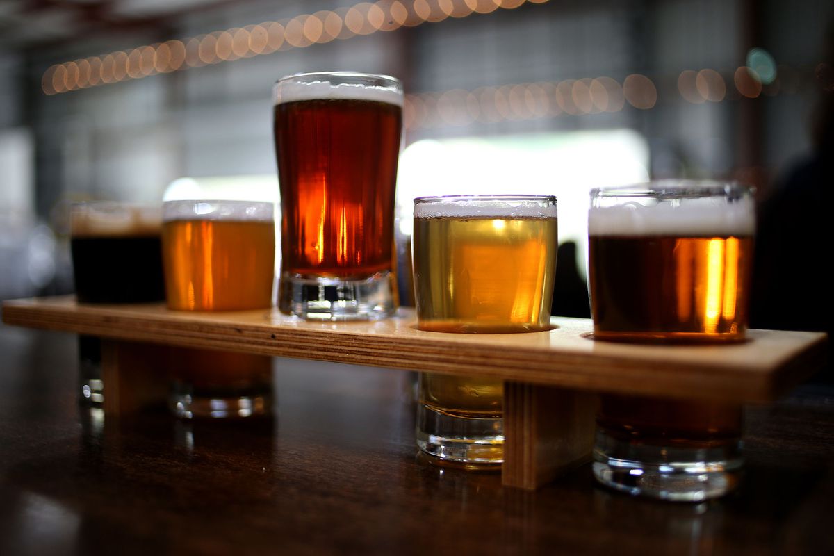 A flight of beers is photographed in the taproom at the East Brother Beer Co. in Richmond, Calif., on Friday, March 3, 2017. (Anda Chu/Bay Area News Group)