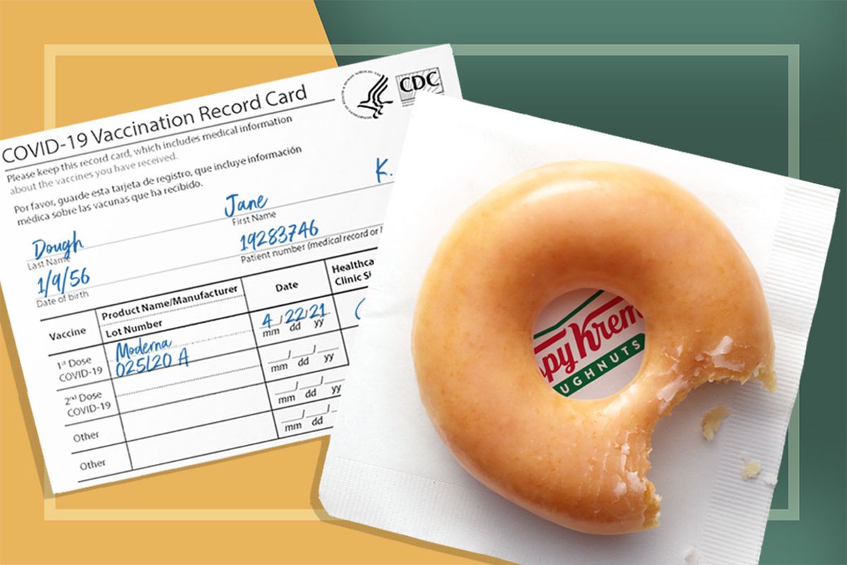 Krispy Kreme Doughnut and vaccination record card