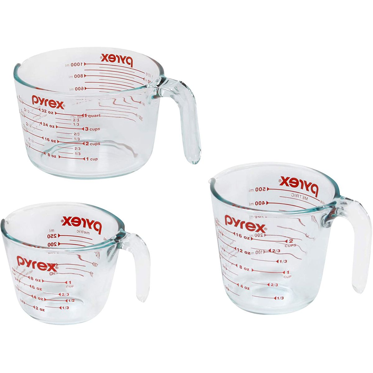 Pyrex glass measuring cup set