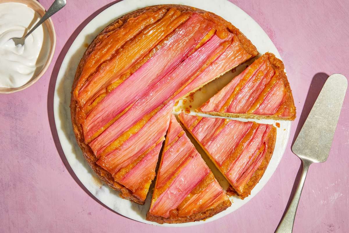 Rhubarb Upside-Down Cake with Orange Zest