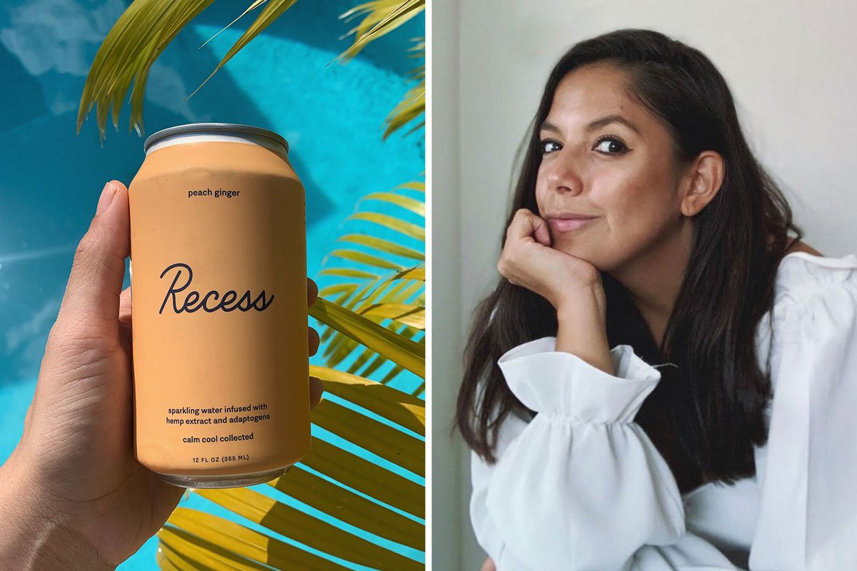 can of Recess and portrait of Andrea Hernandez