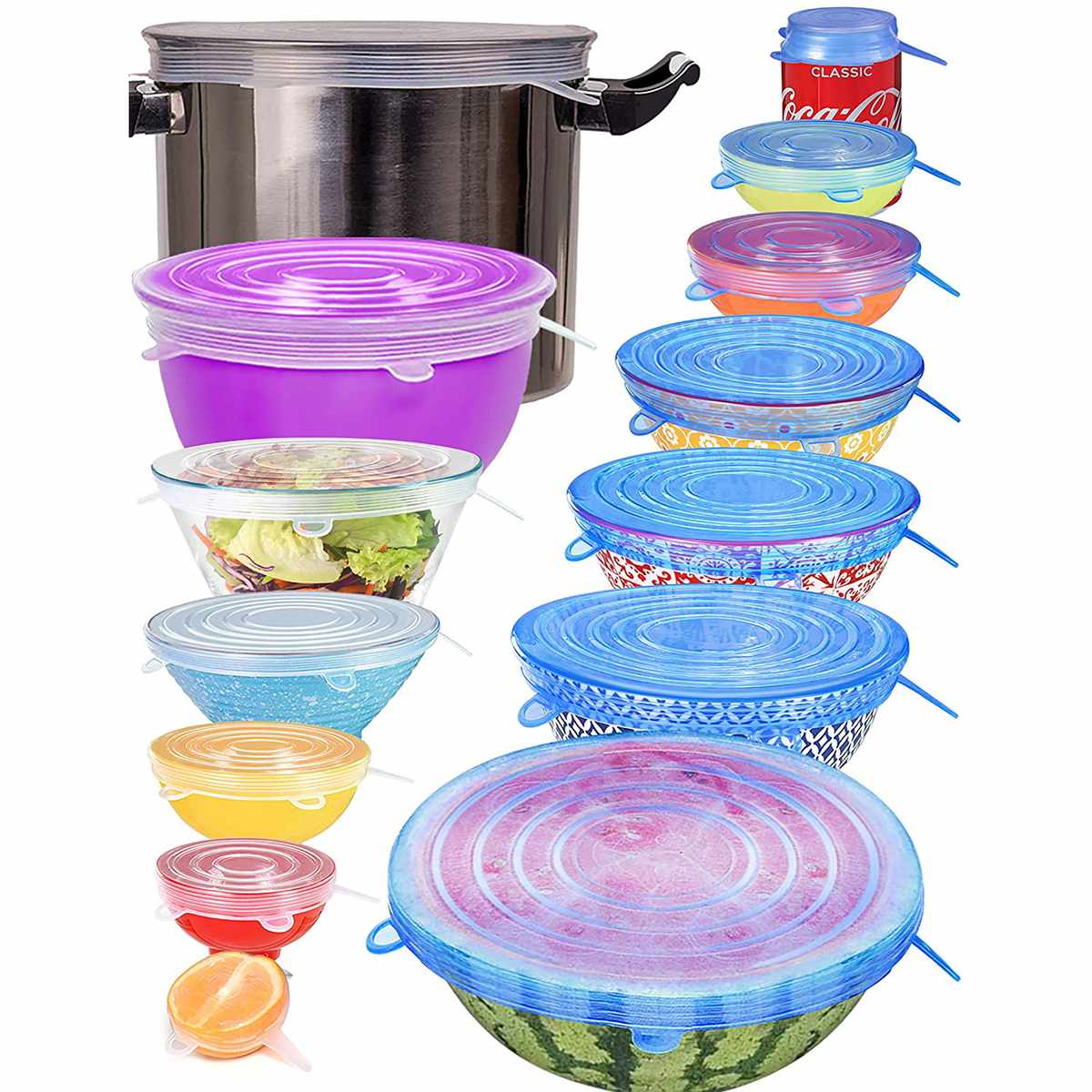 Stretch Reusable Silicone Bowl Food Storage Wraps Cover Seal Fresh Lids Clear 