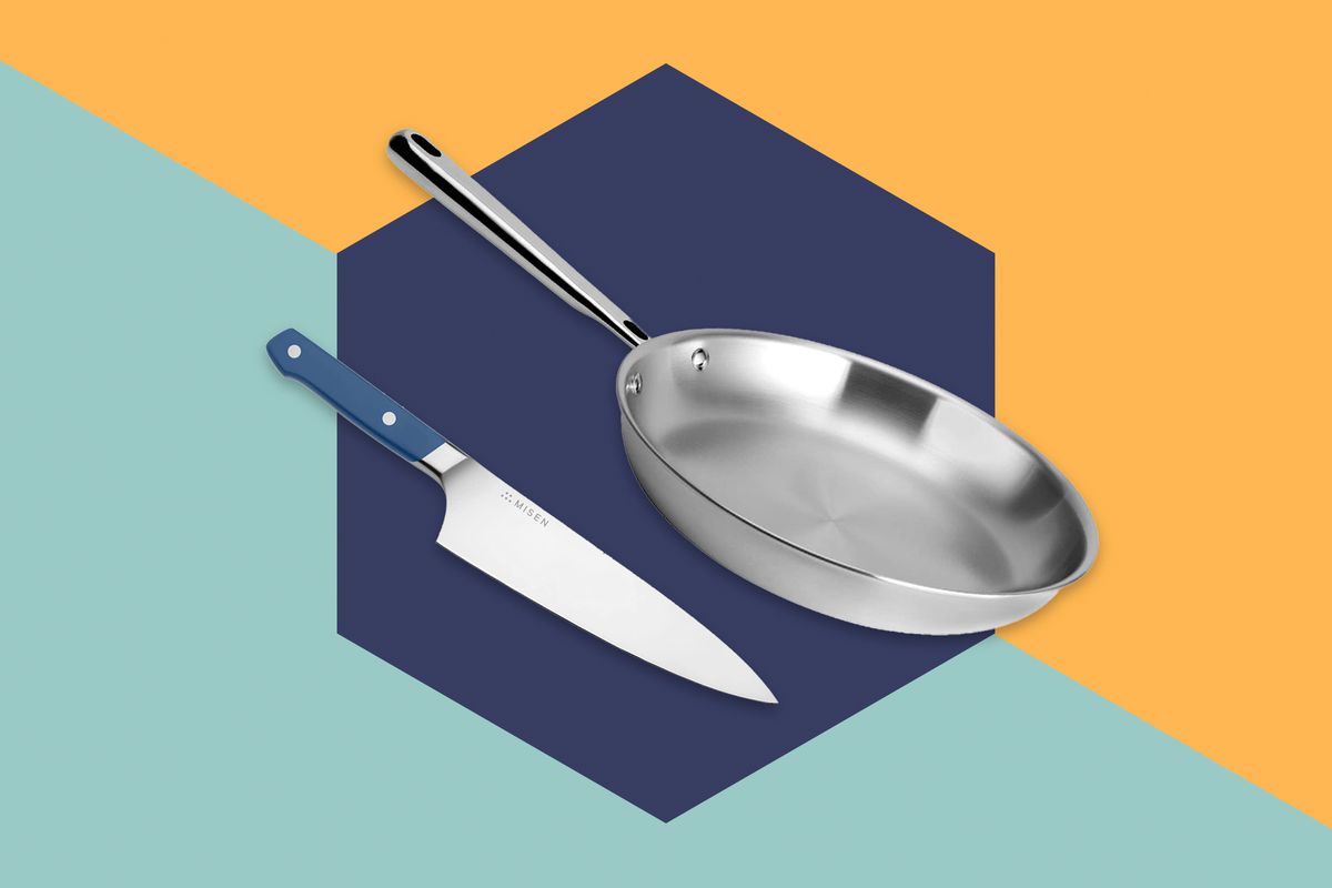 Misen knife and stainless steel pan
