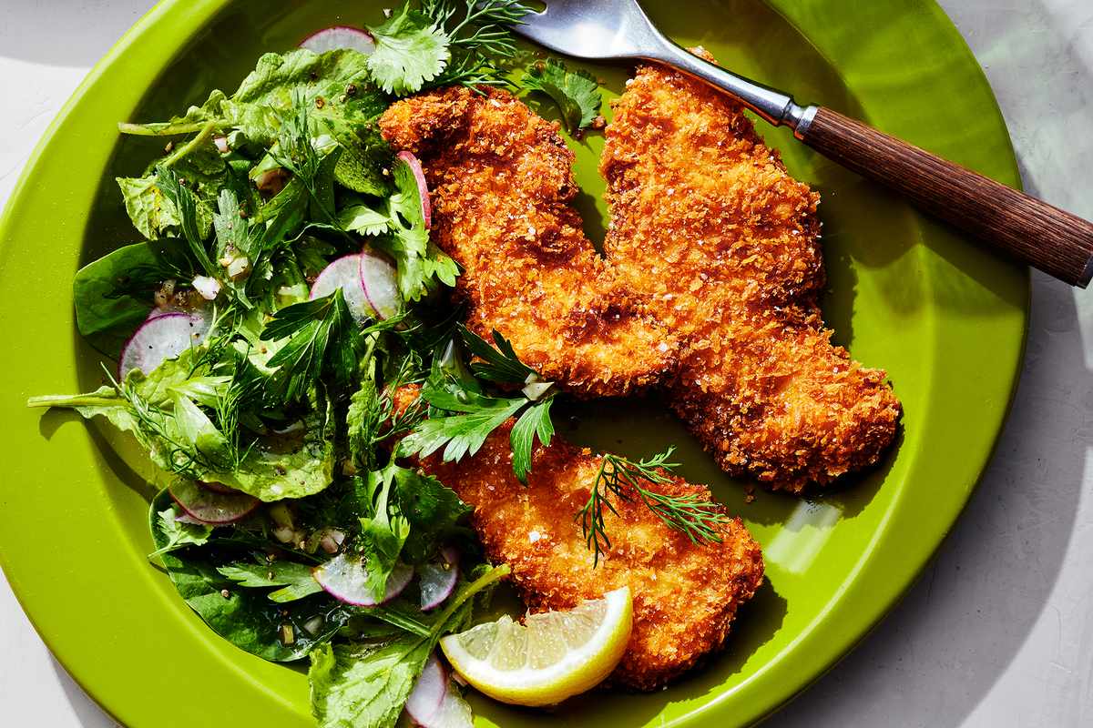 Grown-Up Chicken Tenders with Herb and Radish Salad