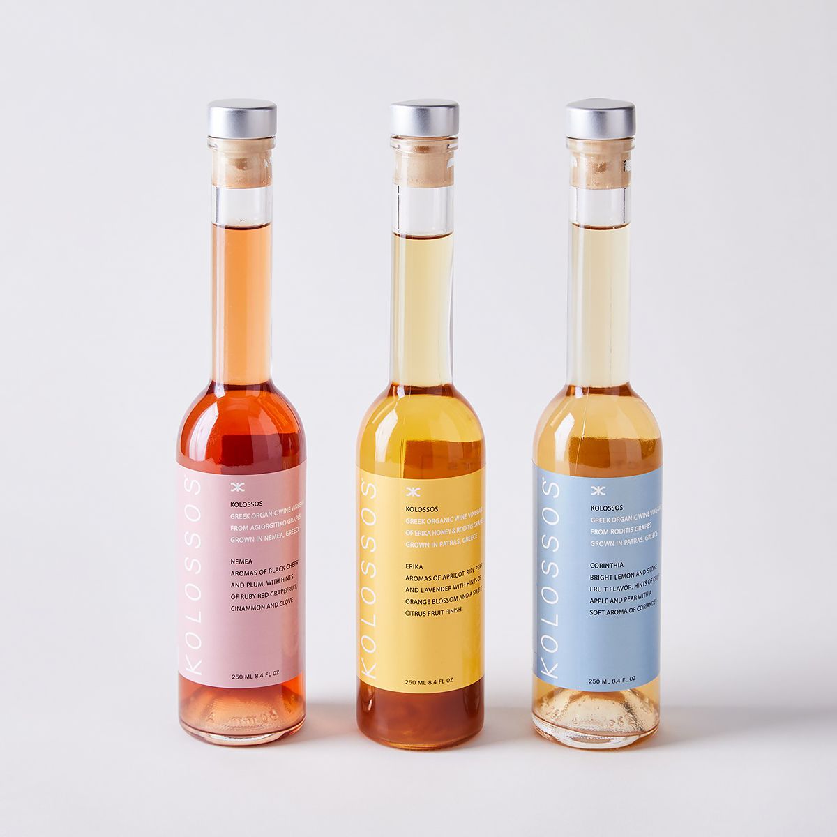 Kolossos Greek Organic Wine Vinegar Trio