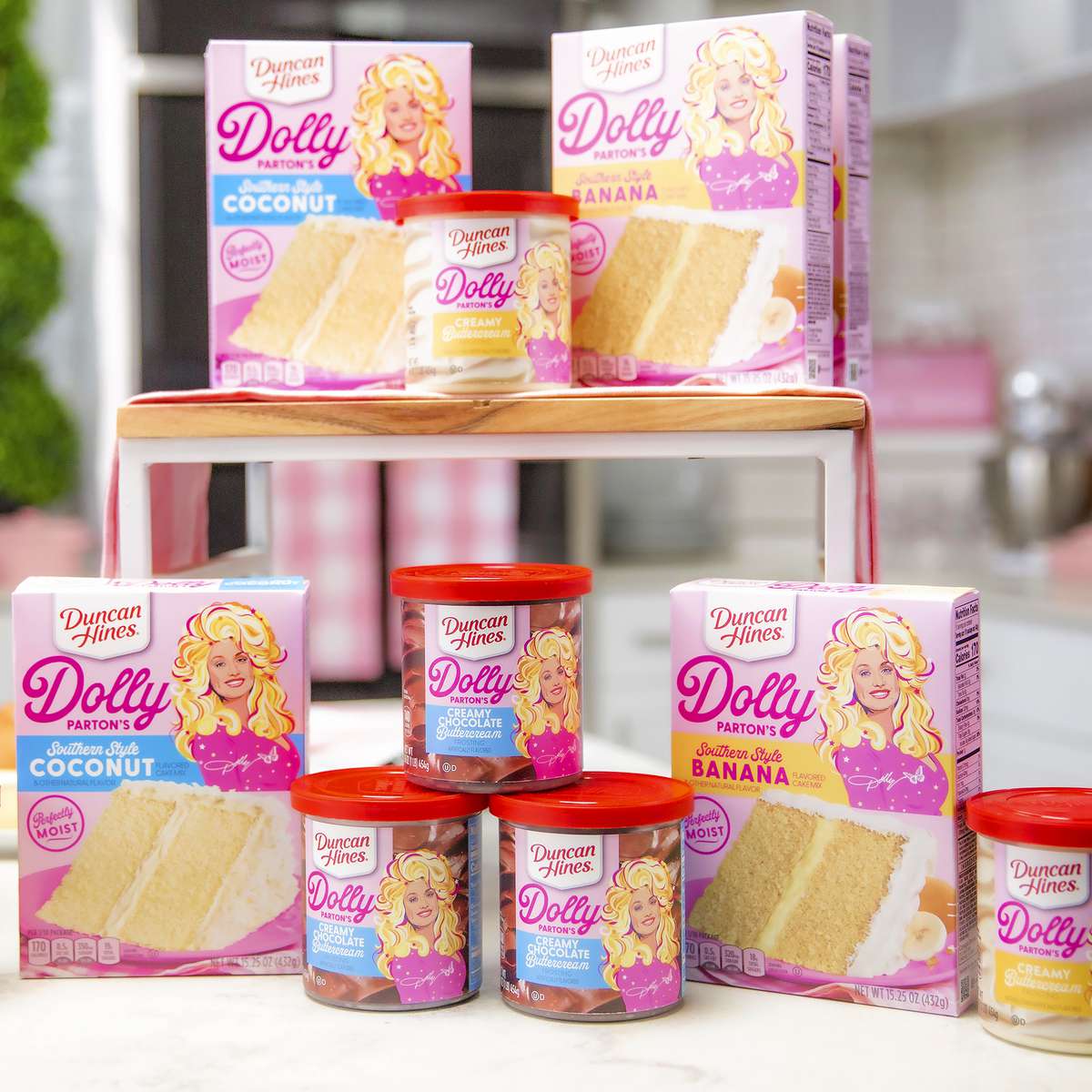 Products from the Dolly Parton x Duncan Hines collaboration