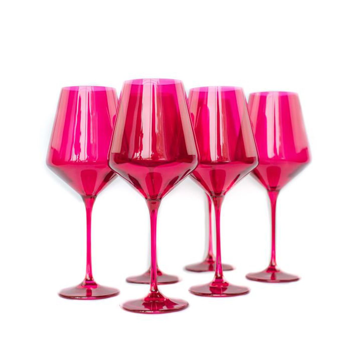 Estelle Colored Glass Stemmed Wine Glass, Fuchsia