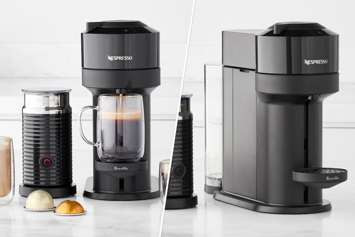 Nespresso Vertuo下一个浓缩咖啡机由Breville黑色与机动气敏