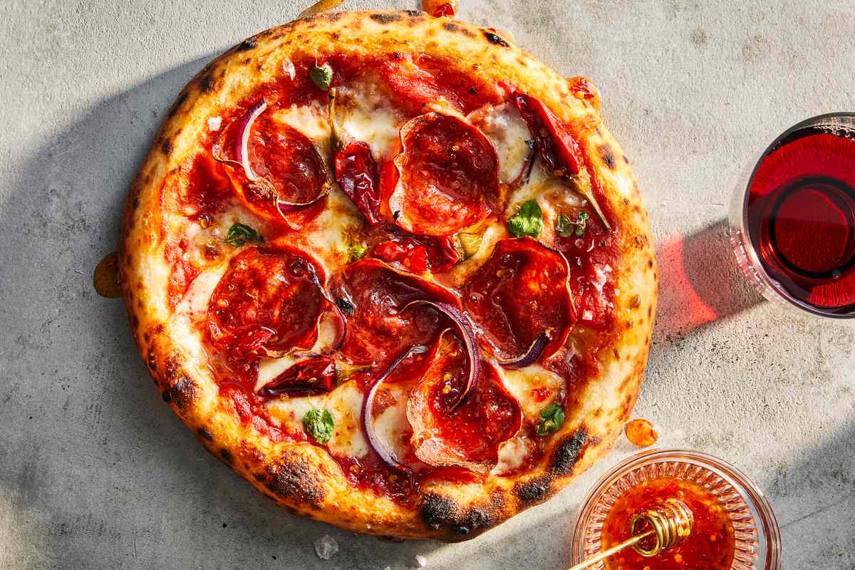 Soppressata Pizza with Calabrian Chilies and Hot Honey