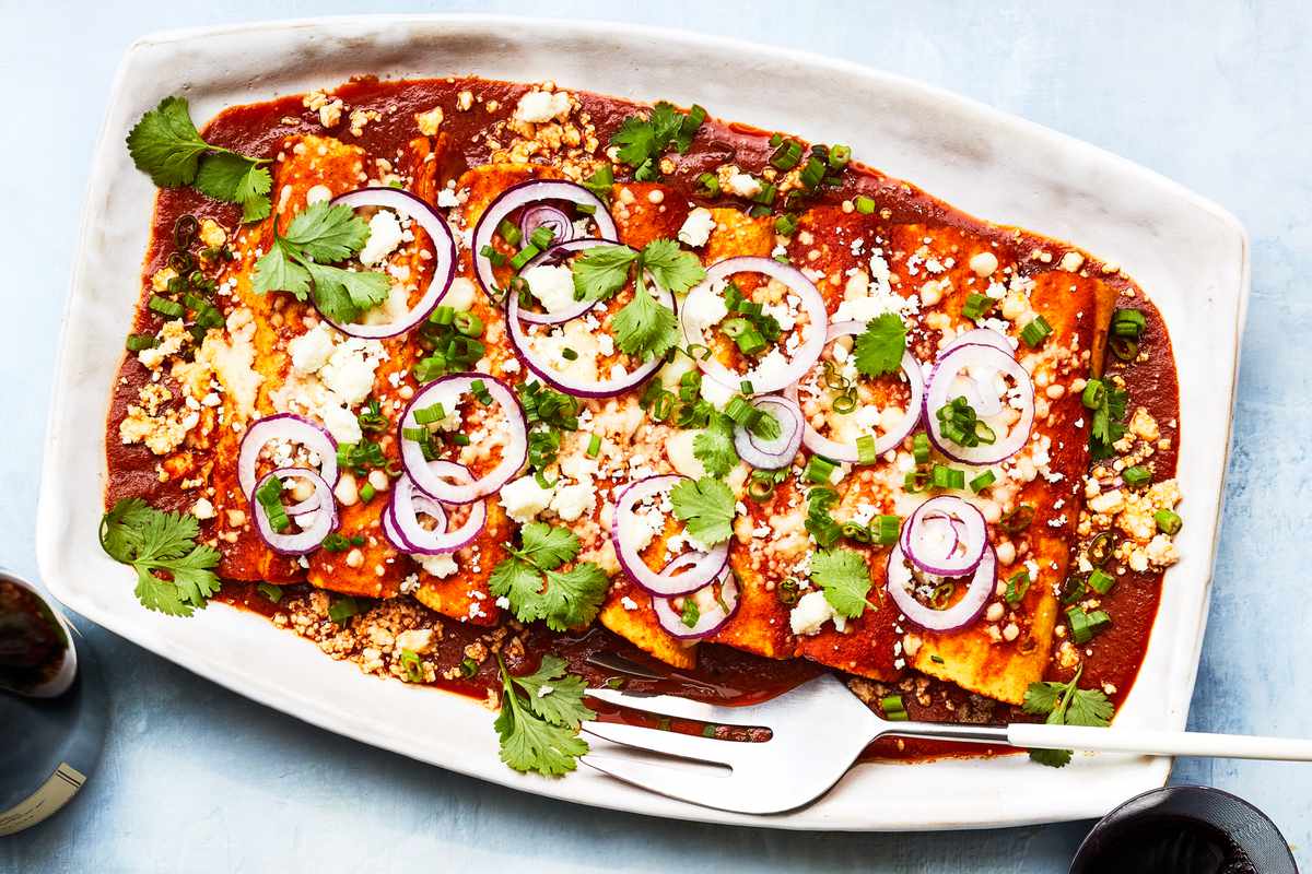 Beef-and-Cheese Red Chile Enchiladas 