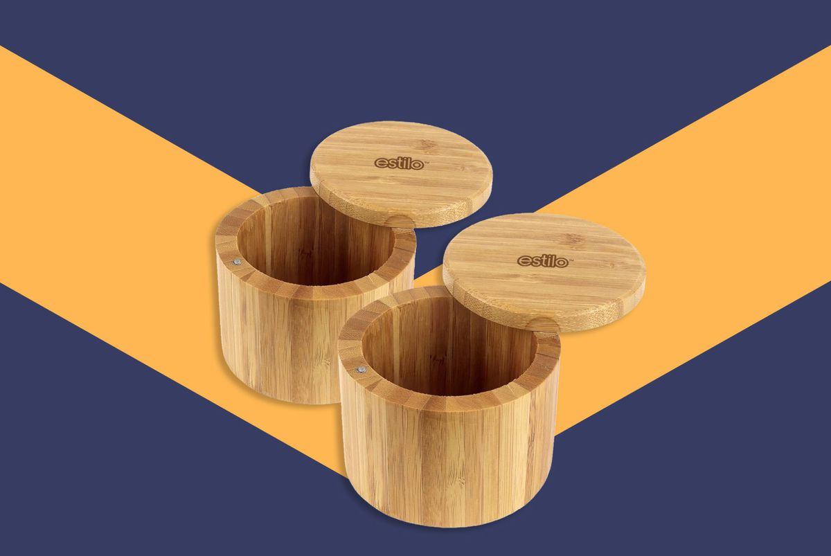 Estilo 100% Natural Bamboo Salt and Spice Box with Lid Set