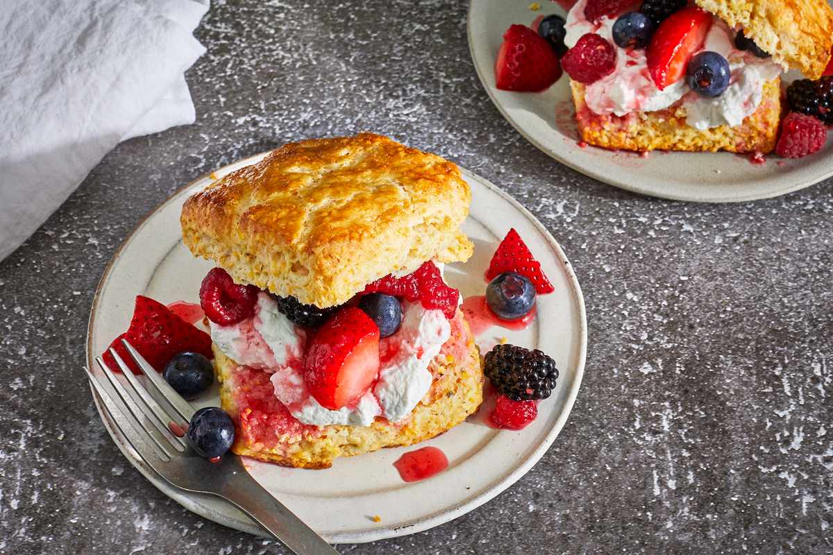 Mixed Berry Cornmeal Biscuit Shortcakes 