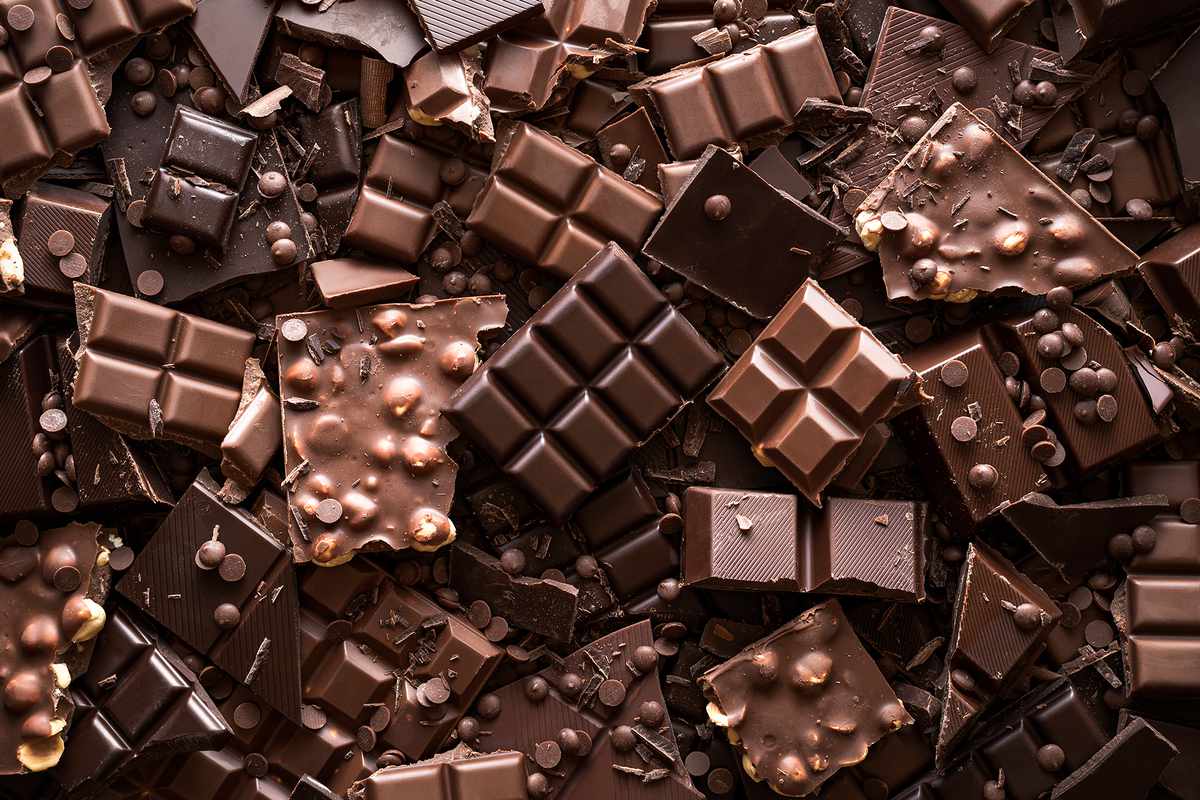 Assorted chocolate bar pieces