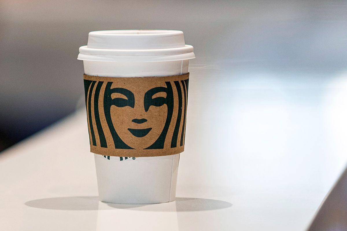 A Starbucks coffee cup