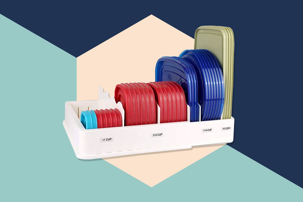 SWOMMOLY Expandable Food Storage Container Lid Organizer