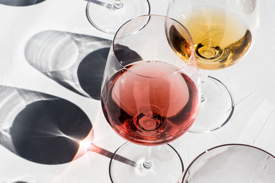 Wine glasses with different types of wine