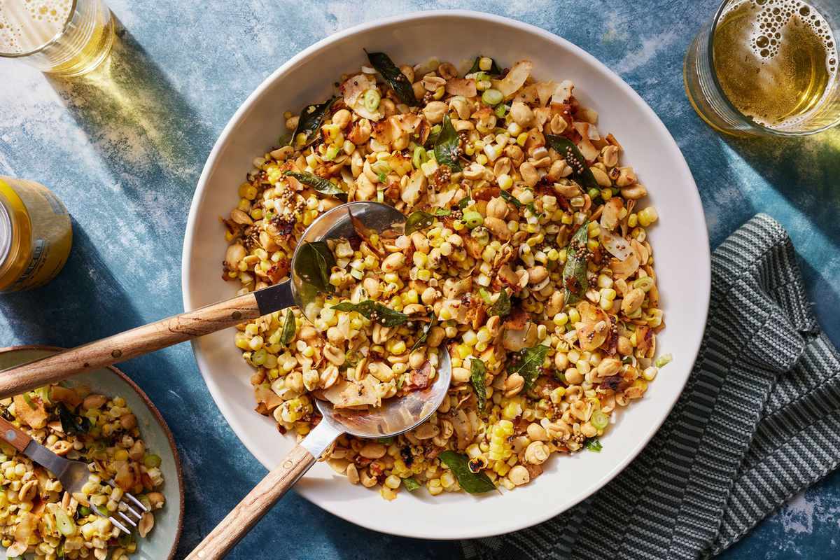 Grilled Corn Salad with Coconut-Peanut Chaat