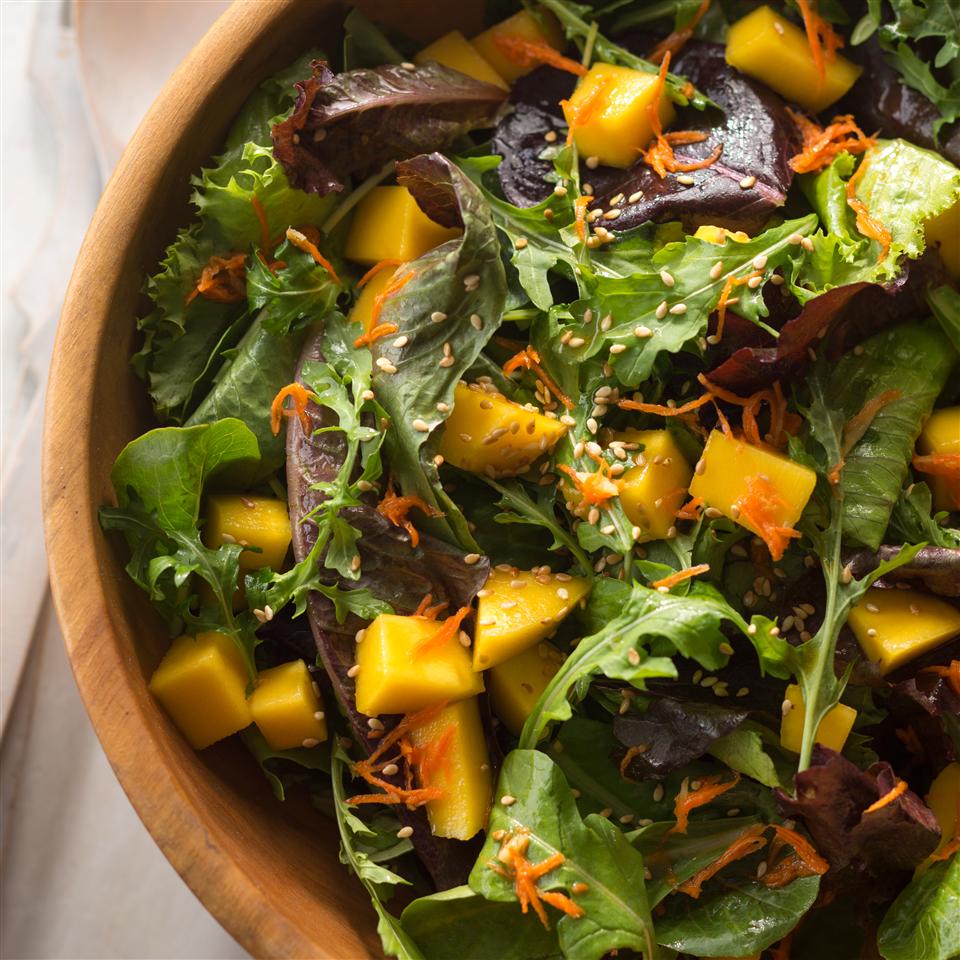 Mesclun and Mango Salad with Ginger Carrot Dressing | Allrecipes