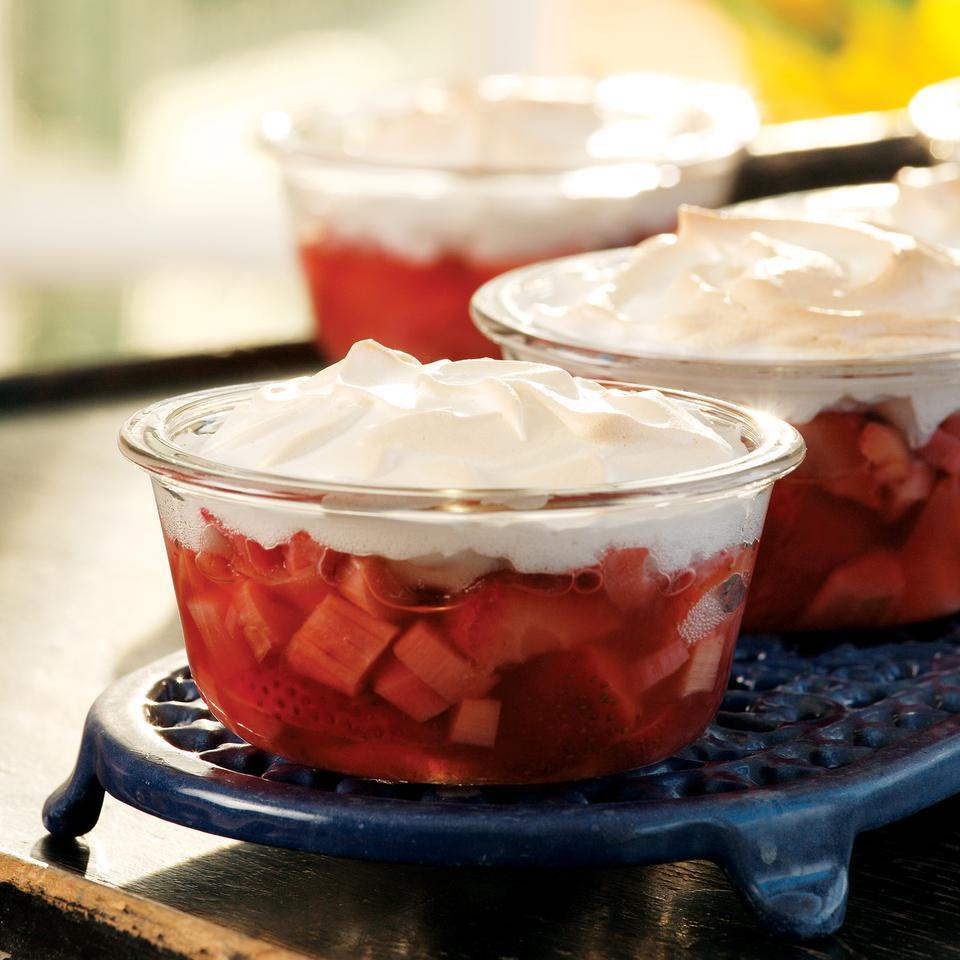 Meringue-Topped Strawberries & Rhubarb Recipe | EatingWell